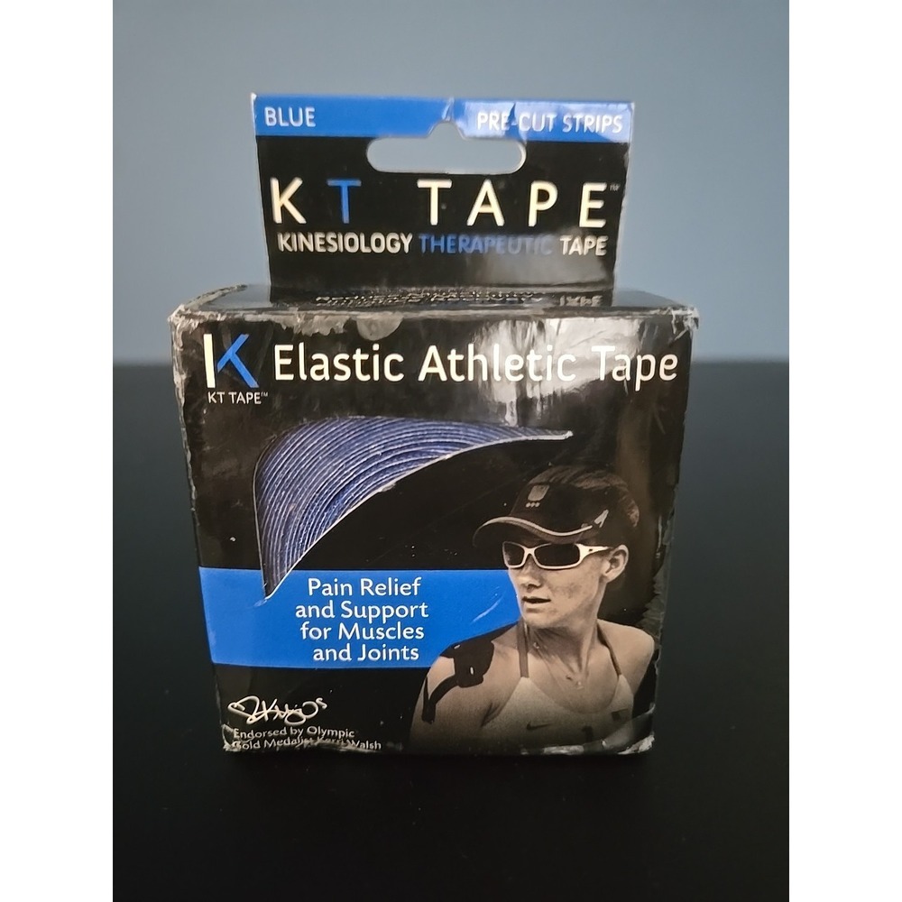 KT Tape Cotton Elastic Kinesiology Athletic Tape Blue Pre-Cut Strips NIB